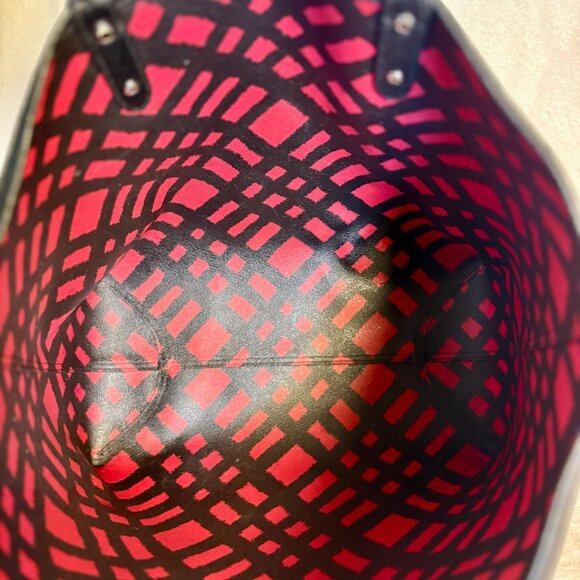 Coach Reversible Red and Black City Tote with Matching Pouch, Scarf and Charm - Picture 8 of 13